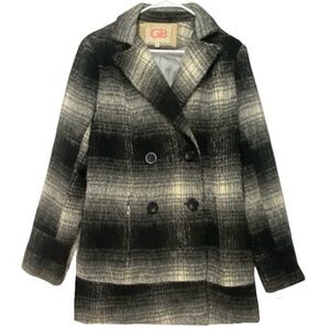 GB Plaid Pea Coat Double Breasted Outerwear Women’s M